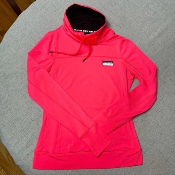 Victoria’s Secret Pink Ultimate Fleece Pullover Cowl Neck Athletic Shirt Small - Picture 6 of 10